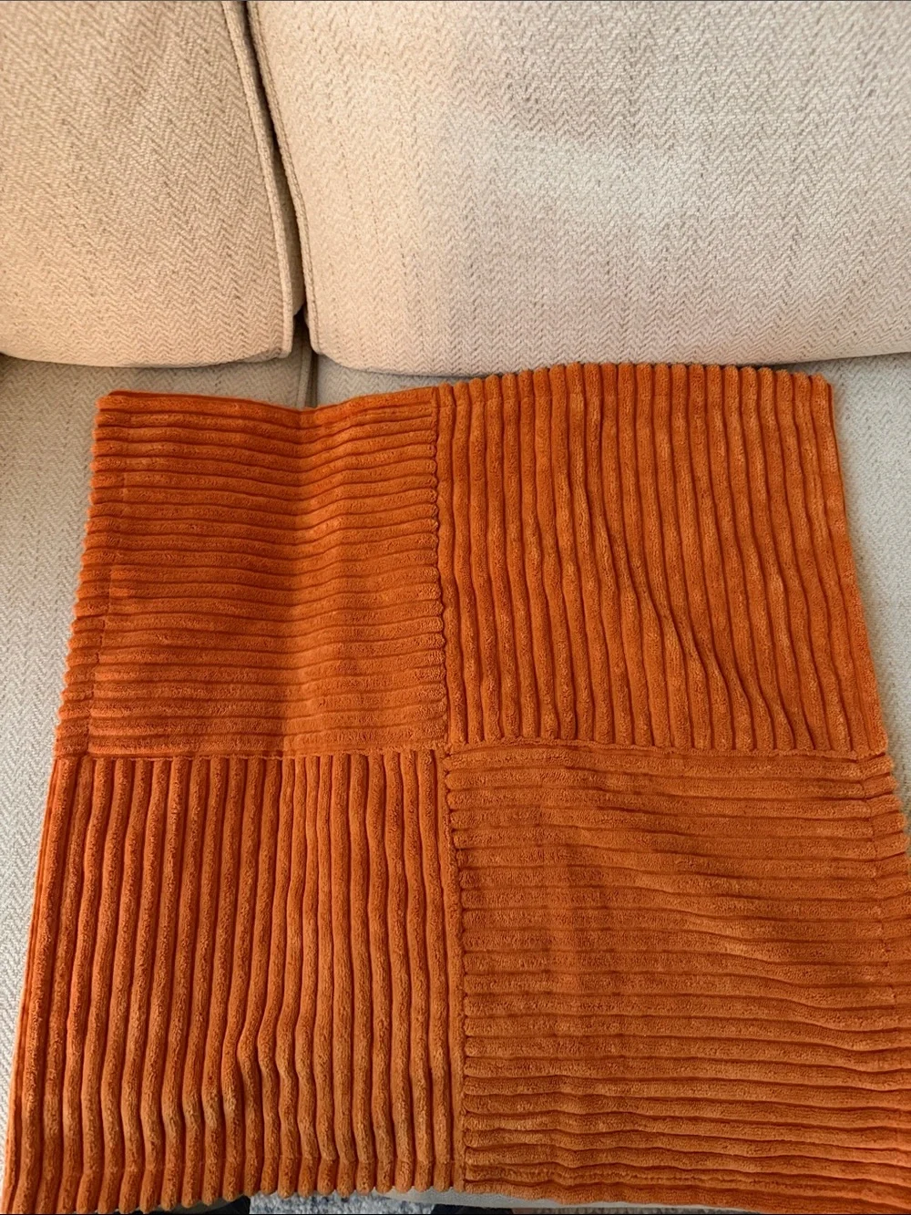Plush Corduroy Accent Pillow Cover in Burnt Orange, 18” Home Accents